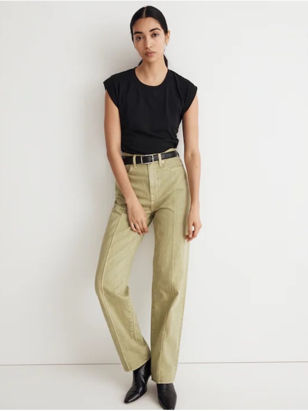 Madewell Baggy Straight Jeans Garment Dyed Edition Artichoke Green NM197 Size 24